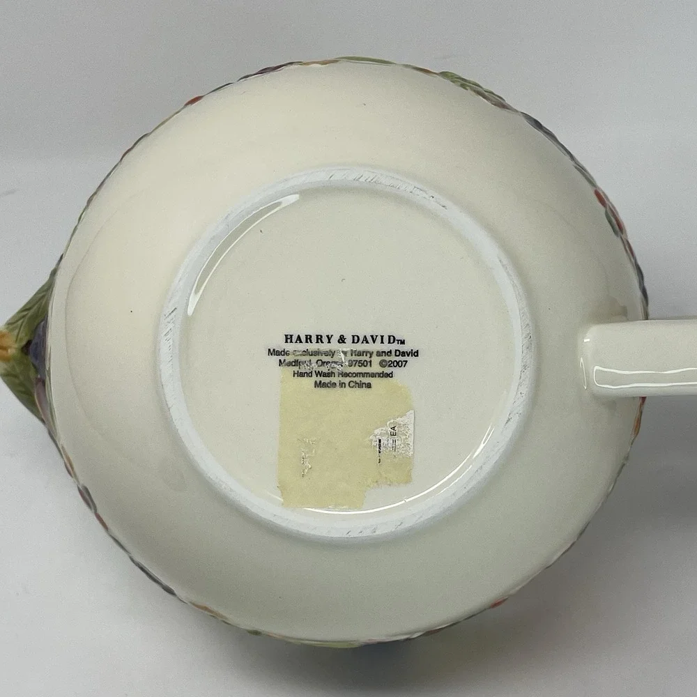 Harry David‎ Embossed Pitcher Serving Bowl 2007 Painted Fall Fruit Thanksgiving